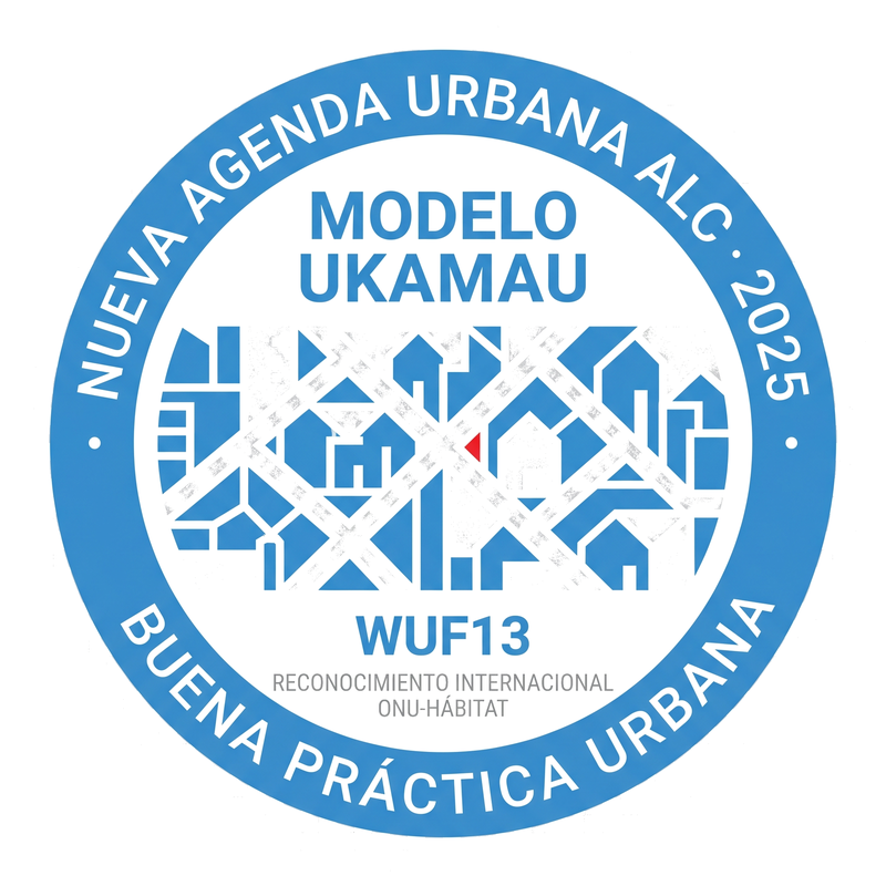 Sello: Modelo Ukamau reconocido por ONU-Hábitat — Catálogo Nueva Agenda Urbana ALC 2025
